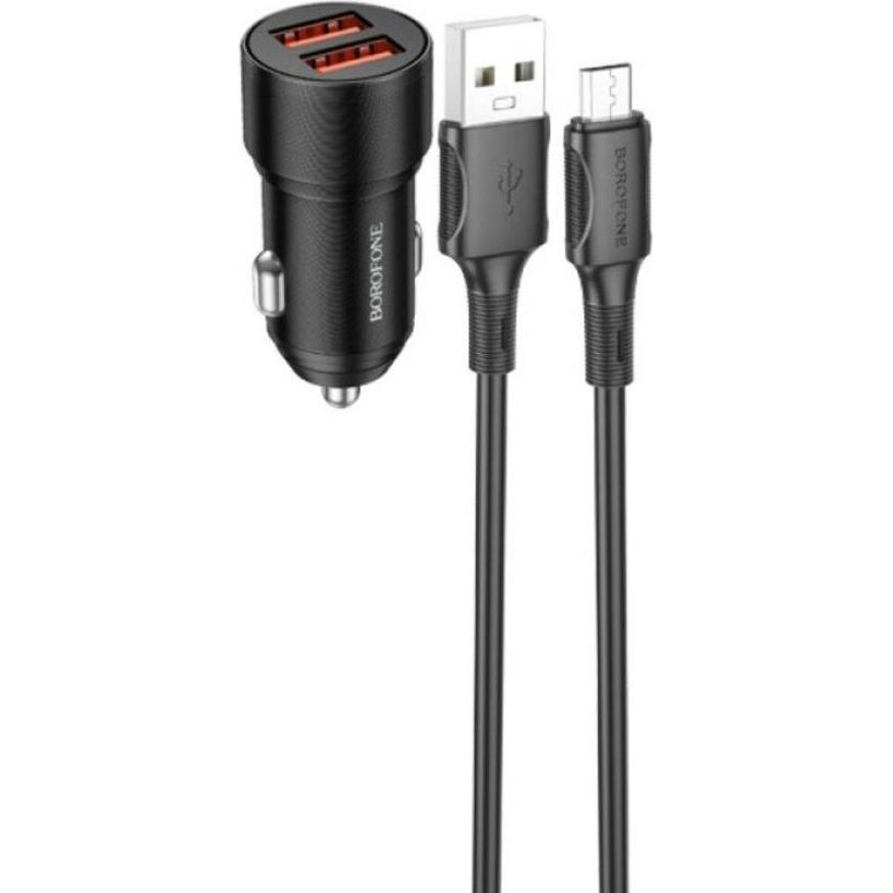 Borofone BZ19B Wisdom Black Type-C to Micro-USB cable - зображення 1