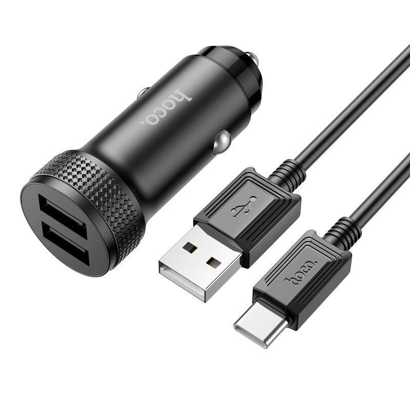 Hoco Z49 Level Dualport QC3.0 18W + USB-C Black - зображення 1