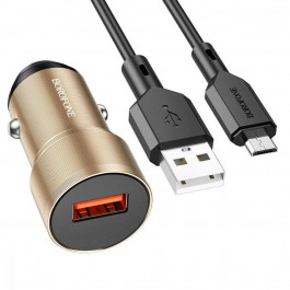   Borofone BZ19A Wisdom single port QC3.0 car charger set Micro Gold (BZ19AMG)