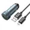 Hoco Z49A Level SinglePort QC3.0 18W + microUSB Metal Gray - зображення 1