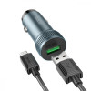 Hoco Z49A Level SinglePort QC3.0 18W + microUSB Metal Gray - зображення 2