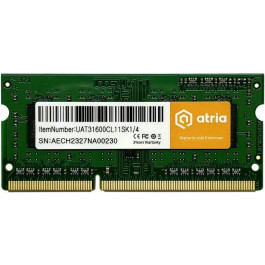   ATRIA 4 GB SO-DIMM DDR3 1600 MHz (UAT31600CL11SK1/4)