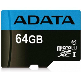   ADATA 64 GB microSDXC UHS-I Premier A1 + SD adapter AUSDX64GUICL10A1-RA1