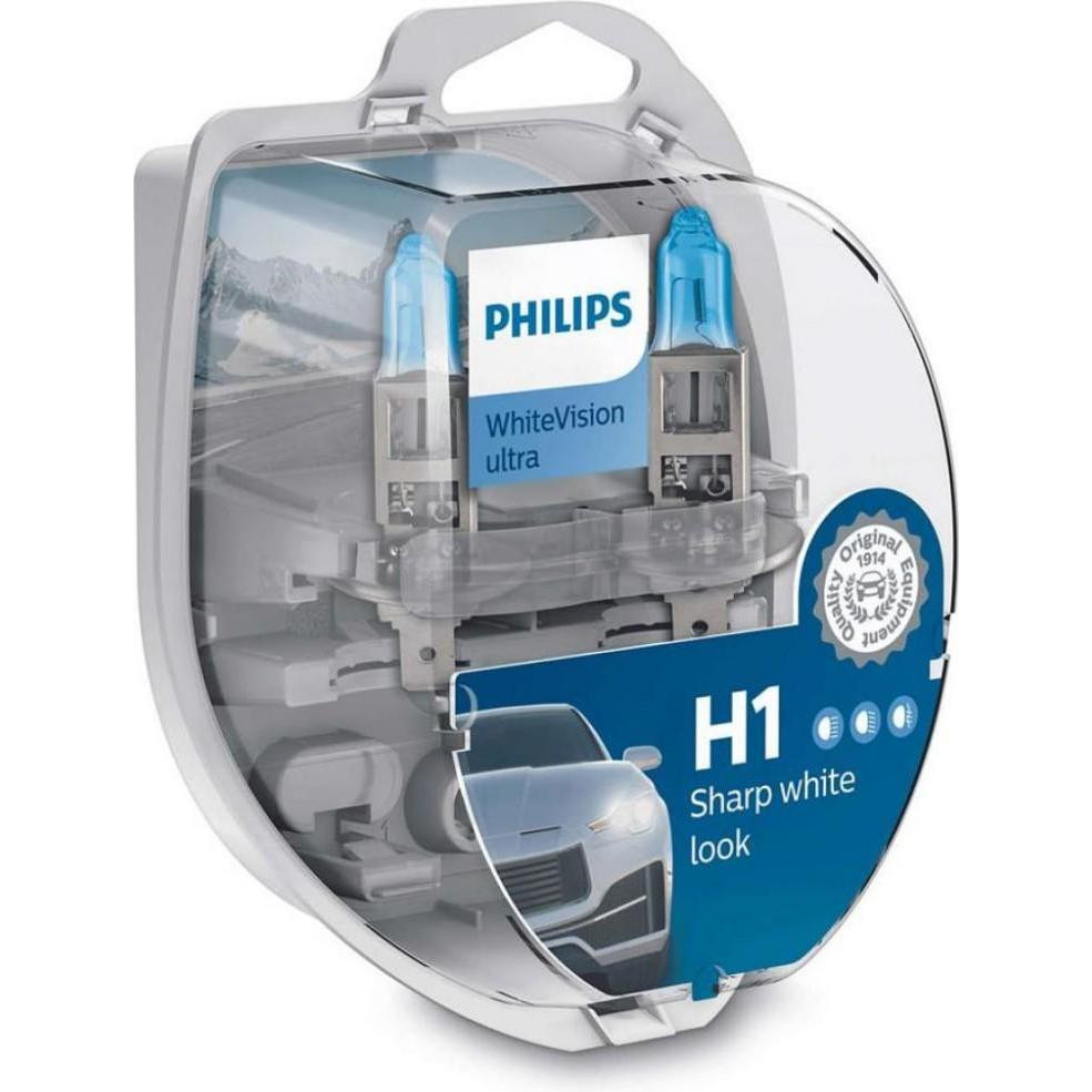 Philips H1 WhiteVision Ultra +60% 55W 12V 3700K 12258WVUSM - зображення 1