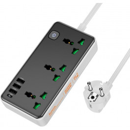   Hoco AC7A 3 розетки 1xUSB-C 3xUSB 1.5м Black