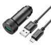 Hoco Z49A Level SinglePort QC3.0 18W + microUSB Black - зображення 2