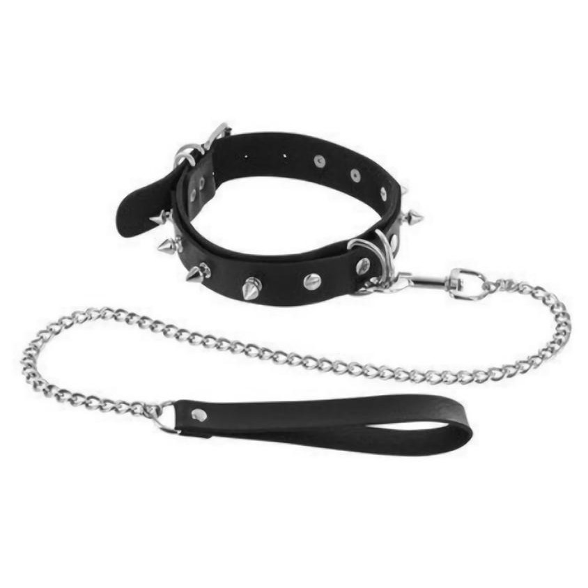 Fetish Tentation Choker Spikes and Leash, чёрный (3479222013698) - зображення 1