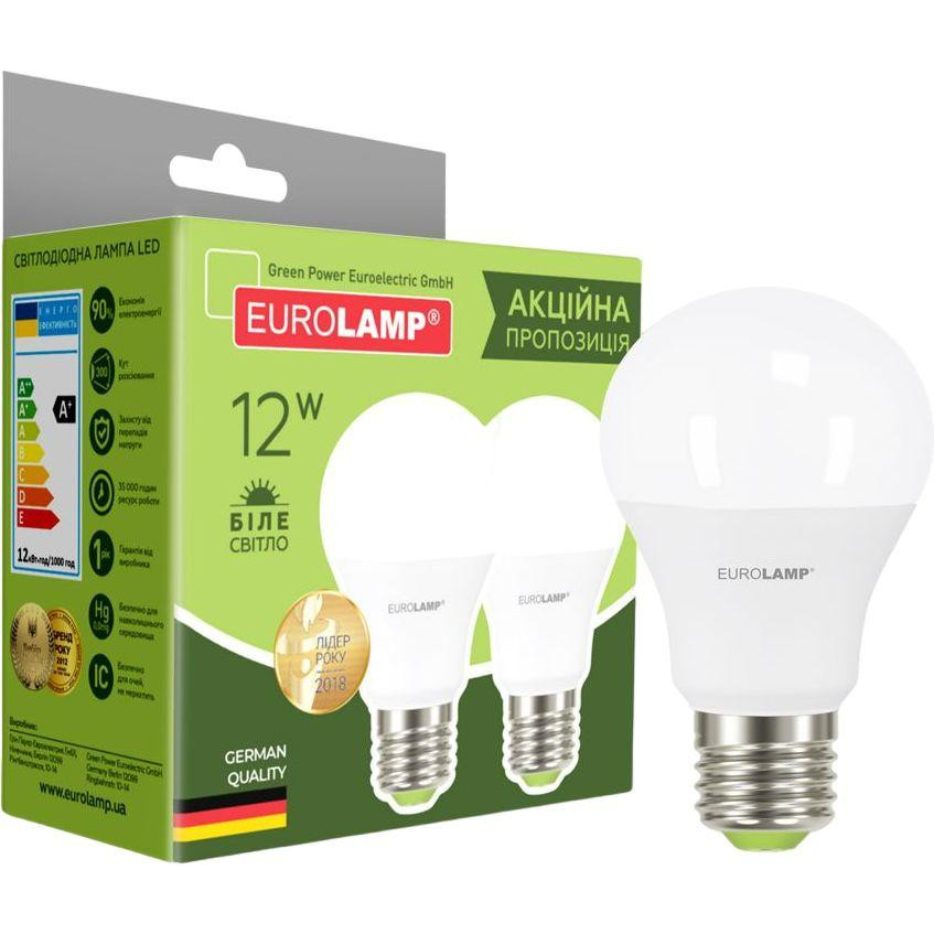 EUROLAMP LED A60 12W E27 3000K набор 2 шт (MLP-LED-A60-12272(E)) - зображення 1