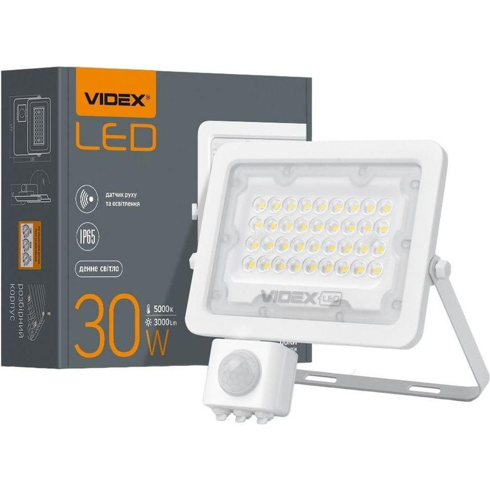 VIDEX LED  F2e 30W 5000K з датчиком руху та освітленості (VL-F2e305W-S) - зображення 1