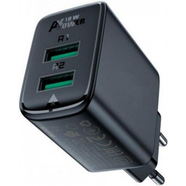   Acefast A33 Fast Charge Wall Charger QC18W (2xUSB-A) Black (AFA33B)