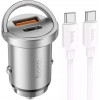 Hoco NZ10 Handy 1xUSB-C, 1xUSB-A, PD45W, QC3.0 + USB Type-C to Type-C Silver - зображення 1