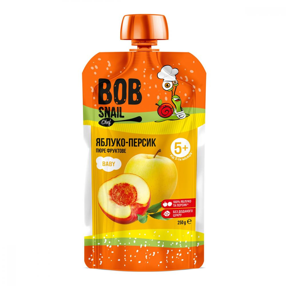 Bob Snail Пюре Яблуко-Персик 250 г - зображення 1