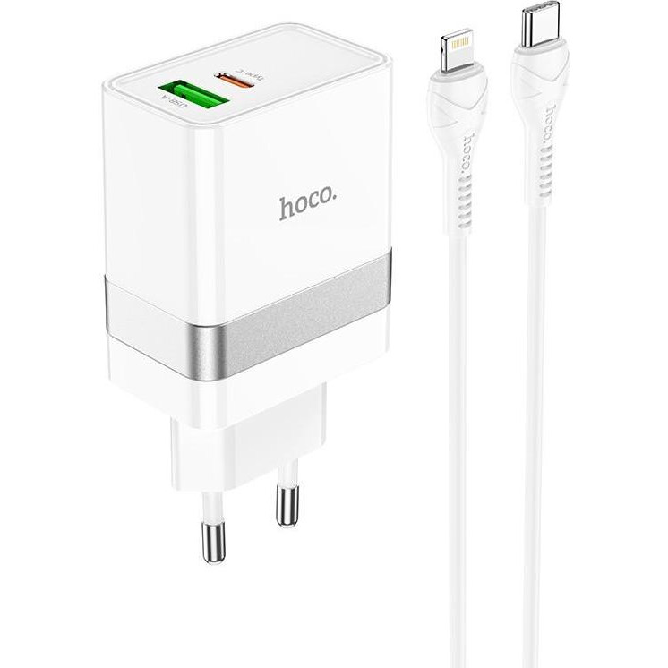 Hoco N21 Topspeed + USB Type-C to Lightning White - зображення 1