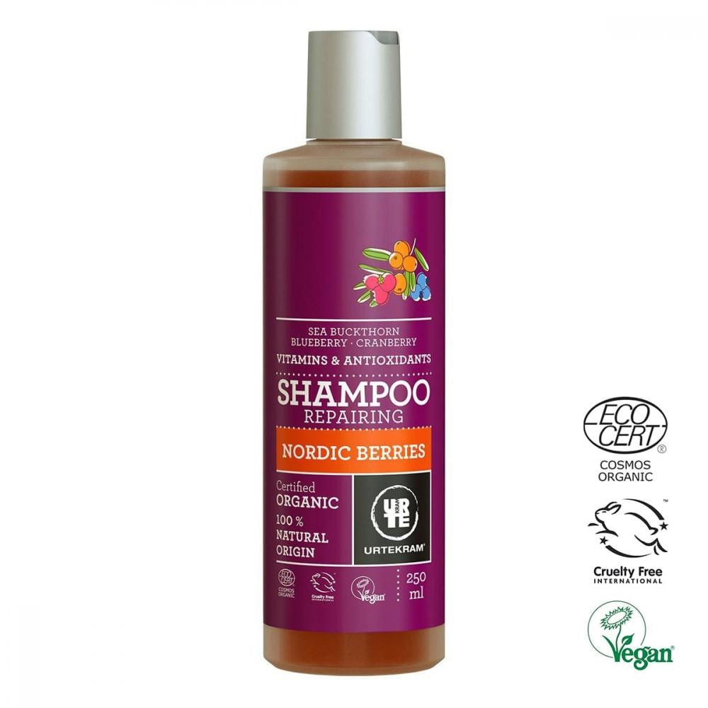 URTEKRAM Nordic Berries Shampoo 250 ml Органический шампунь Скандинавские ягоды (5765228836514) - зображення 1