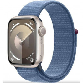   Apple Watch Series 9 GPS 41mm Starlight Aluminum Case w. Winter Blue Sport Loop (MR9K3)