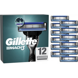   Gillette Сменные картриджи для бритья  Mach 3, 12 шт (3014260323240)