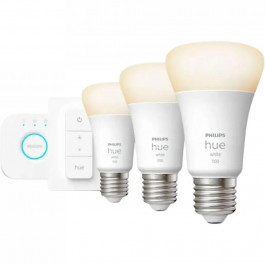   Philips Hue E27 White 1100лм 3 шт + Hue Bridge + Dimmer Switch (929002469204)