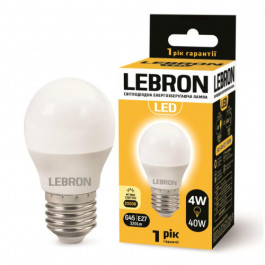   Lebron LED L-G45 4W Е27 3000K 320Lm 240° (LEB 11-12-41)