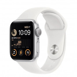   Apple Watch SE 2 GPS + Cellular 40mm Silver Aluminum Case with White Sport Band - S/M (MNTP3)