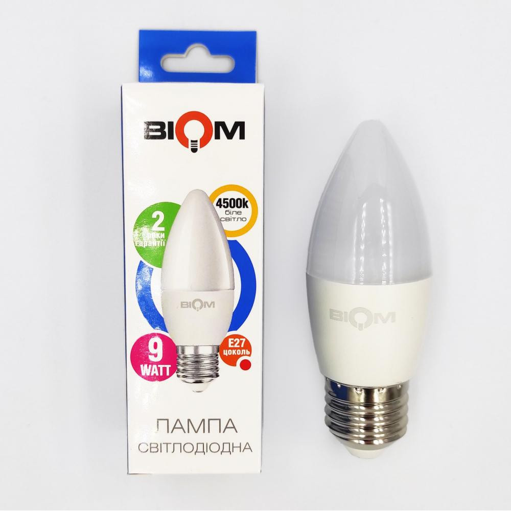 Biom LED C37 9W E27 4500K (BT-588) - зображення 1