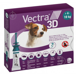   Ceva Sante Vectra 3D (Вектра 3D) Капли на холку для собак весом от 4 до 10 кг 1,6 мл 1 пипетка (3411112281572)