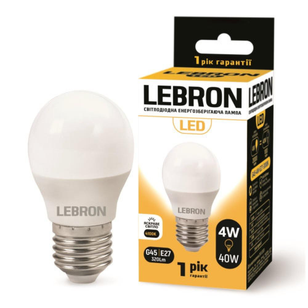 Lebron LED L-G45 4W Е27 4100K 320Lm 240° (LEB 11-12-42) - зображення 1