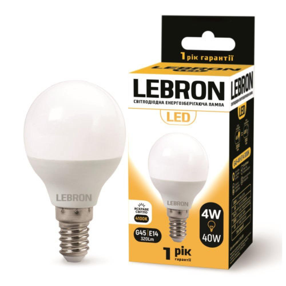 Lebron LED L-G45 4W Е14 4100K 320Lm 240° (LEB 11-12-12) - зображення 1