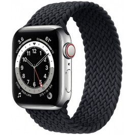   Apple Watch Series 6 LTE 40mm Silver Stainless Steel Case w. Charcoal Braided Solo Loop (M0DC3+M0DV3)