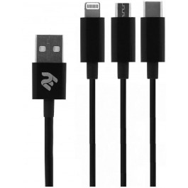   2E USB 3 in 1 Micro/Lightning/Type-C 5V/2.4A 1.2m Black (2E-CCMTLAB-BL)