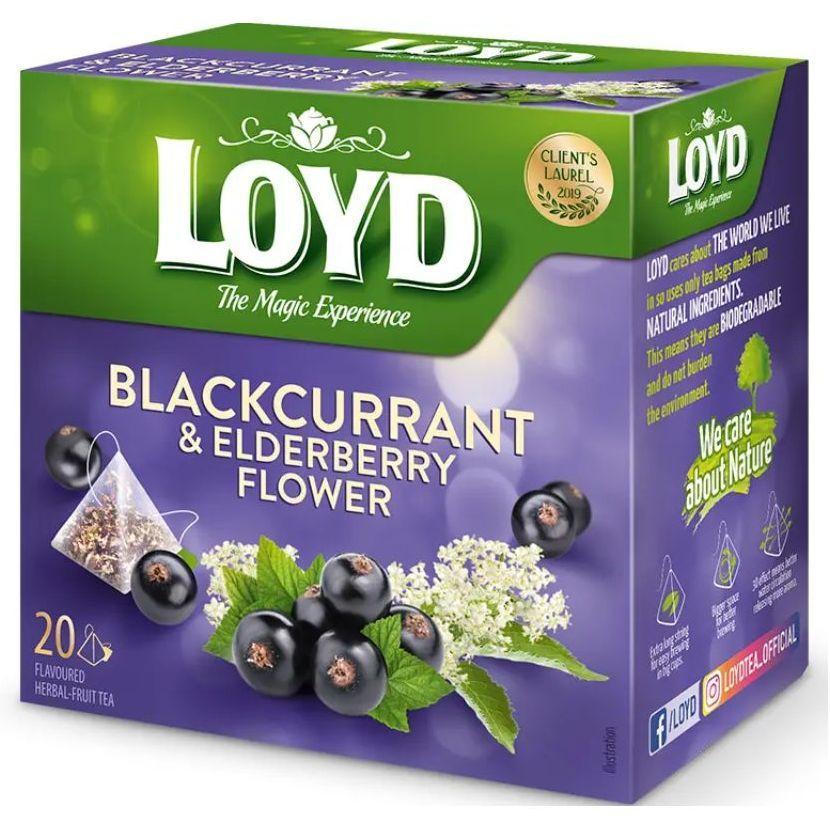 Loyd Чай фруктовий LoydBlackcurrant&Elderberry, Чорна смородина та Бузина, в пірамідках, 40 г (5900396022 - зображення 1