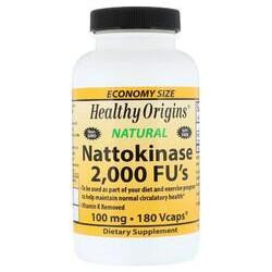   Healthy Origins Наттокіназа, Nattokinase, , 2000 МО, 100 мг, 180 рослинних капсул