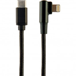   Cablexpert Angled Cotton Braided Lightning/CM Cable 0.2m Black (CC-USB2-CMLML-0.2M)