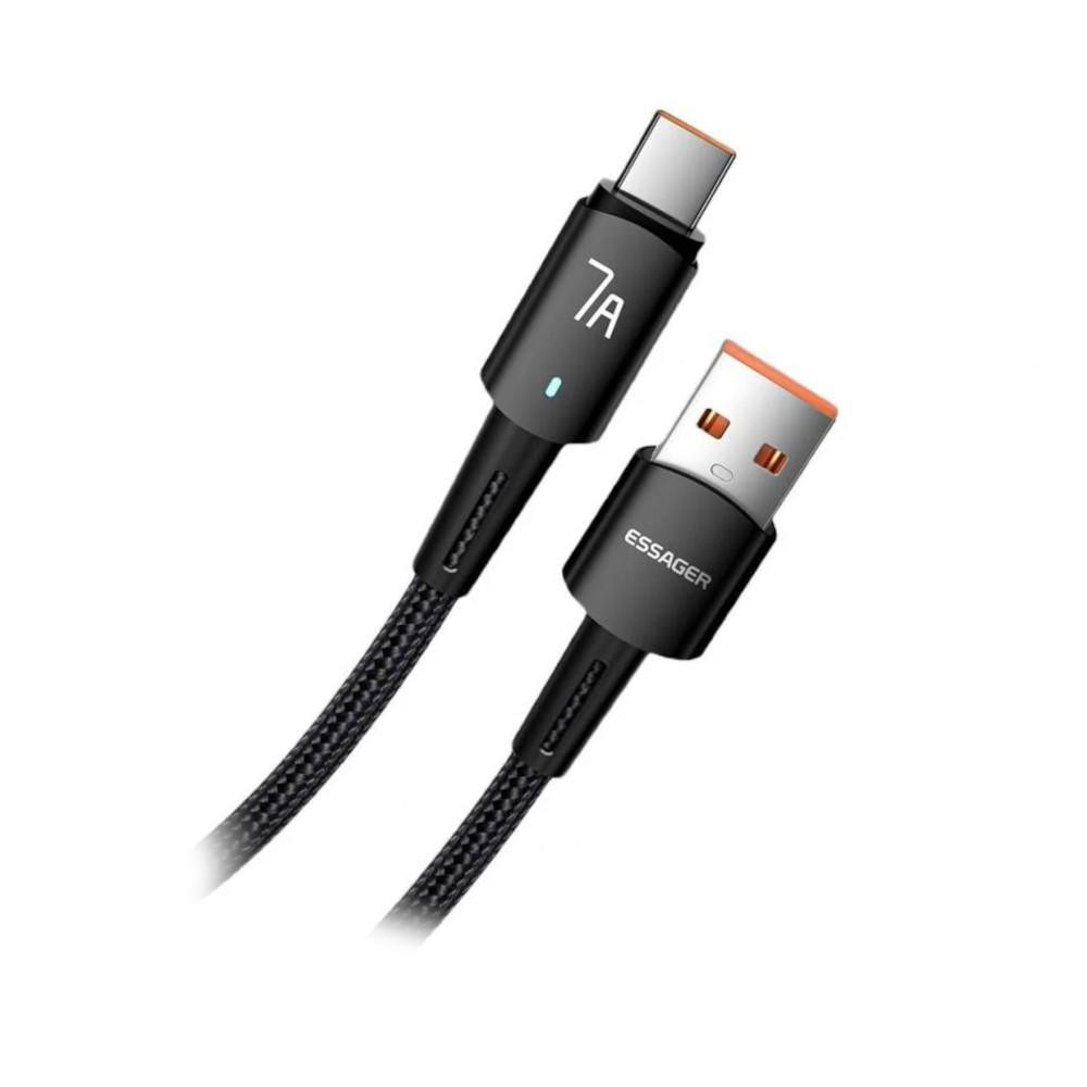 Essager Sunset Fast Charging Data Cable USB Type-A to USB Type-C 1m Black (EXC7A-CG01-P) - зображення 1