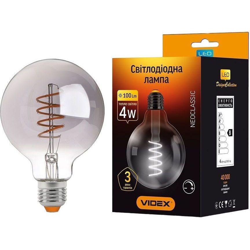 VIDEX LED Filament G95FGD 4W E27 2100K 220V (VL-G95FGD-04272) - зображення 1