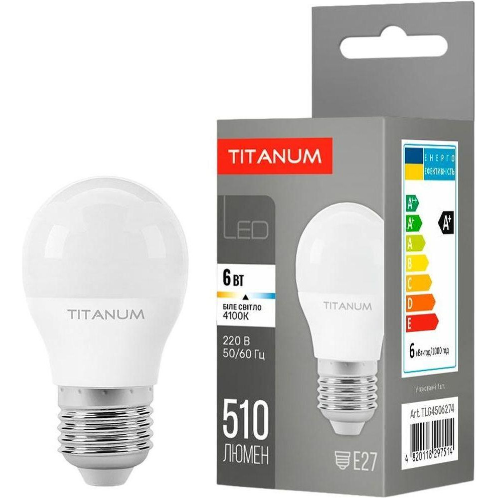 TITANUM LED G45 6W E27 4100K 220V (TLG4506274) - зображення 1