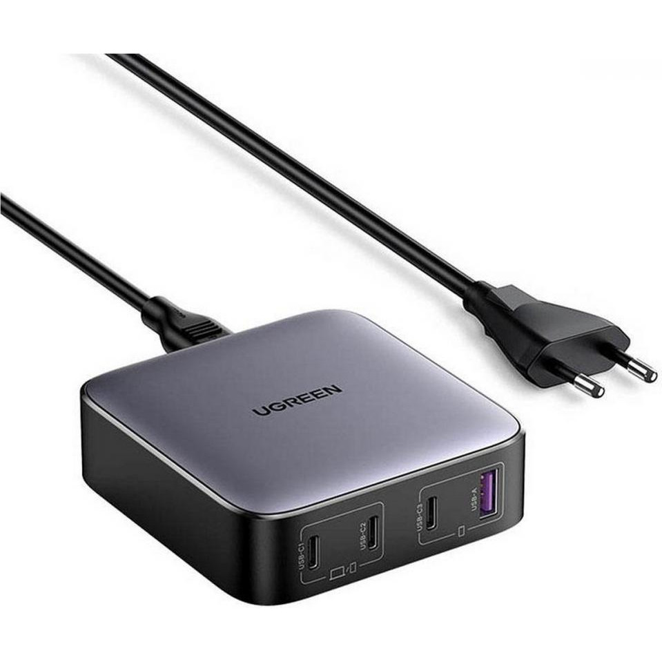 UGREEN CD328 GaN 100W 1xUSB-A 3-USB-C PD3.0 QC4.0 Wall Charger Gray (90928) - зображення 1