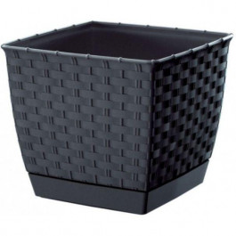   Prosperplast Горшок пластиковый Ratolla square 12,6x14,5x14,5 см 1.5 л (70768-433) антрацит