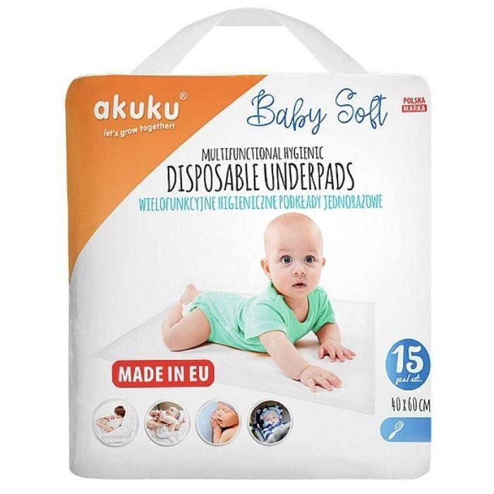 AKUKU Пелюшки для малюків  Baby Soft 40 x 60 см, 15 шт (A0500) - зображення 1