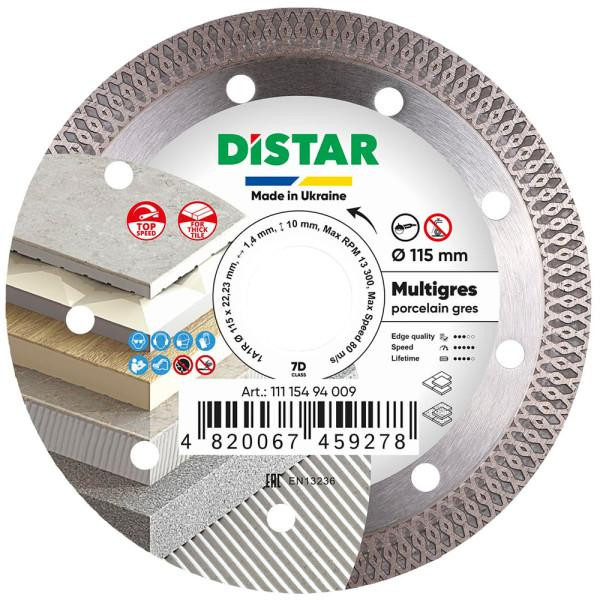 Distar Диск алмазный Distar 1A1R Multigres 115x1,4x10x22,23 (керамогранит) - зображення 1