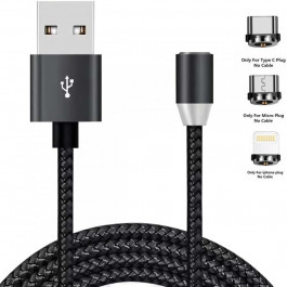   XoKo USB Cable to Lightning/microUSB/USB-C Magneto 1.2m Black (SC-350MGNT-BK)