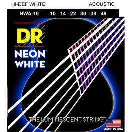   DR Струны для акустической гитары  NWA-10 Hi-Def Neon White K3 Coated Acoustic Guitar Strings 10/48