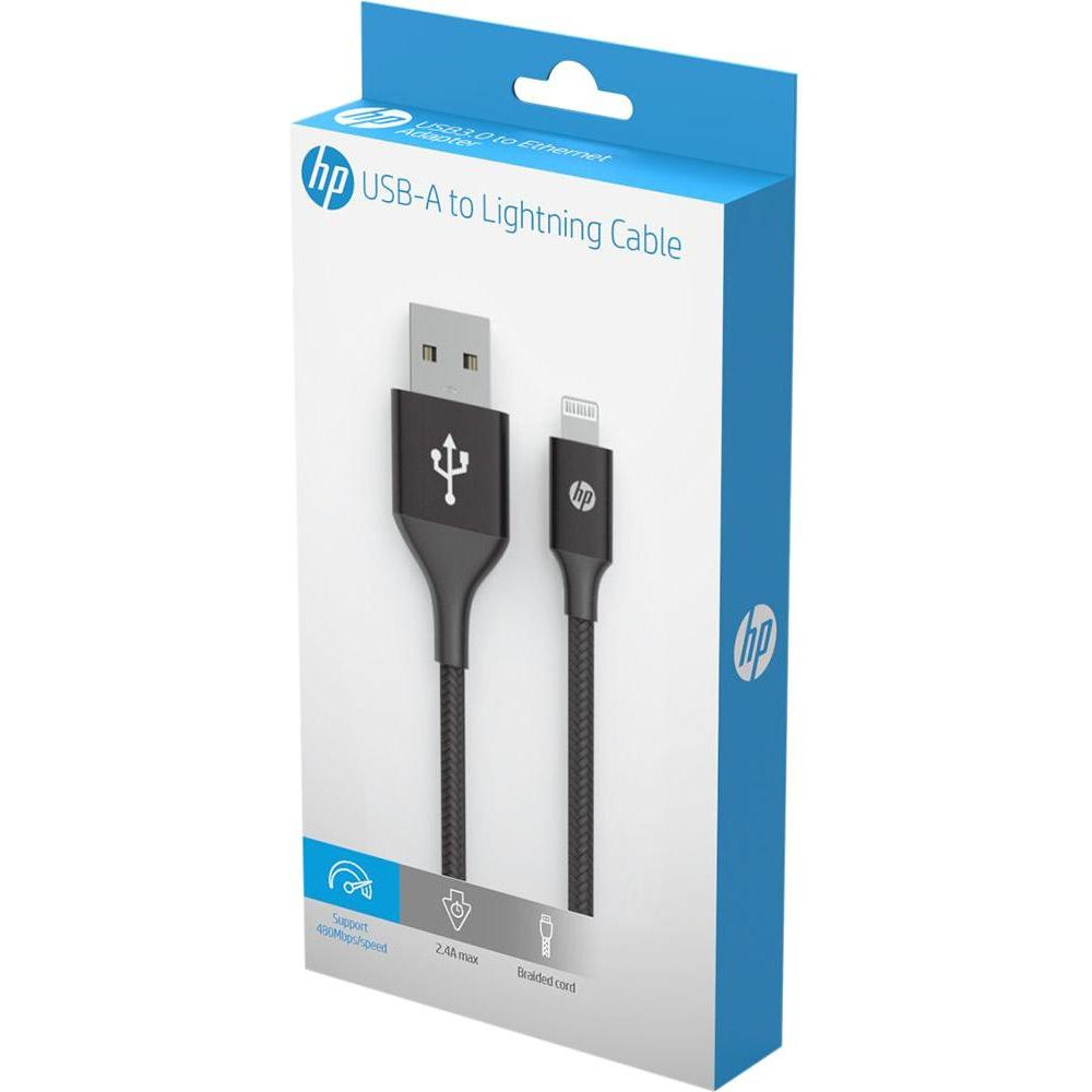 HP USB 2.0 AM - Lightning DHC-MF100 1m Black (DHC-MF100-1M) - зображення 1