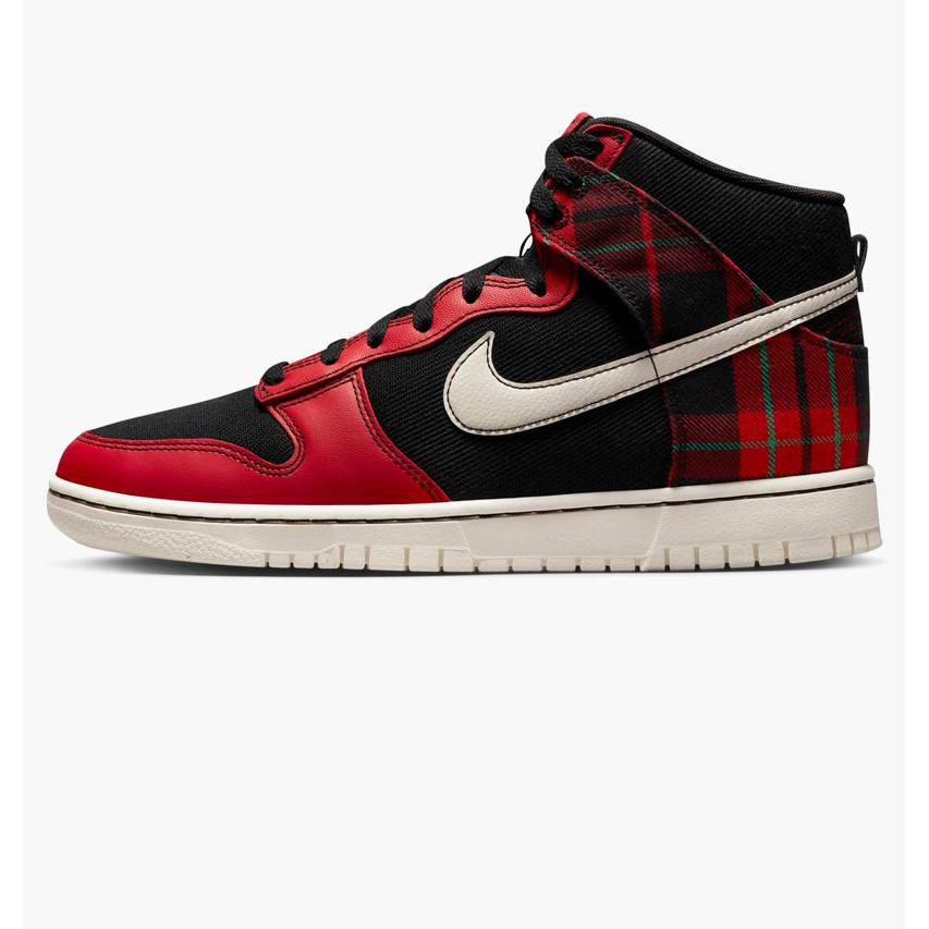 Nike Кросівки  Dunk High Retro Se Plaid Casual Shoes Black/Red Dv0826-001 41 - зображення 1