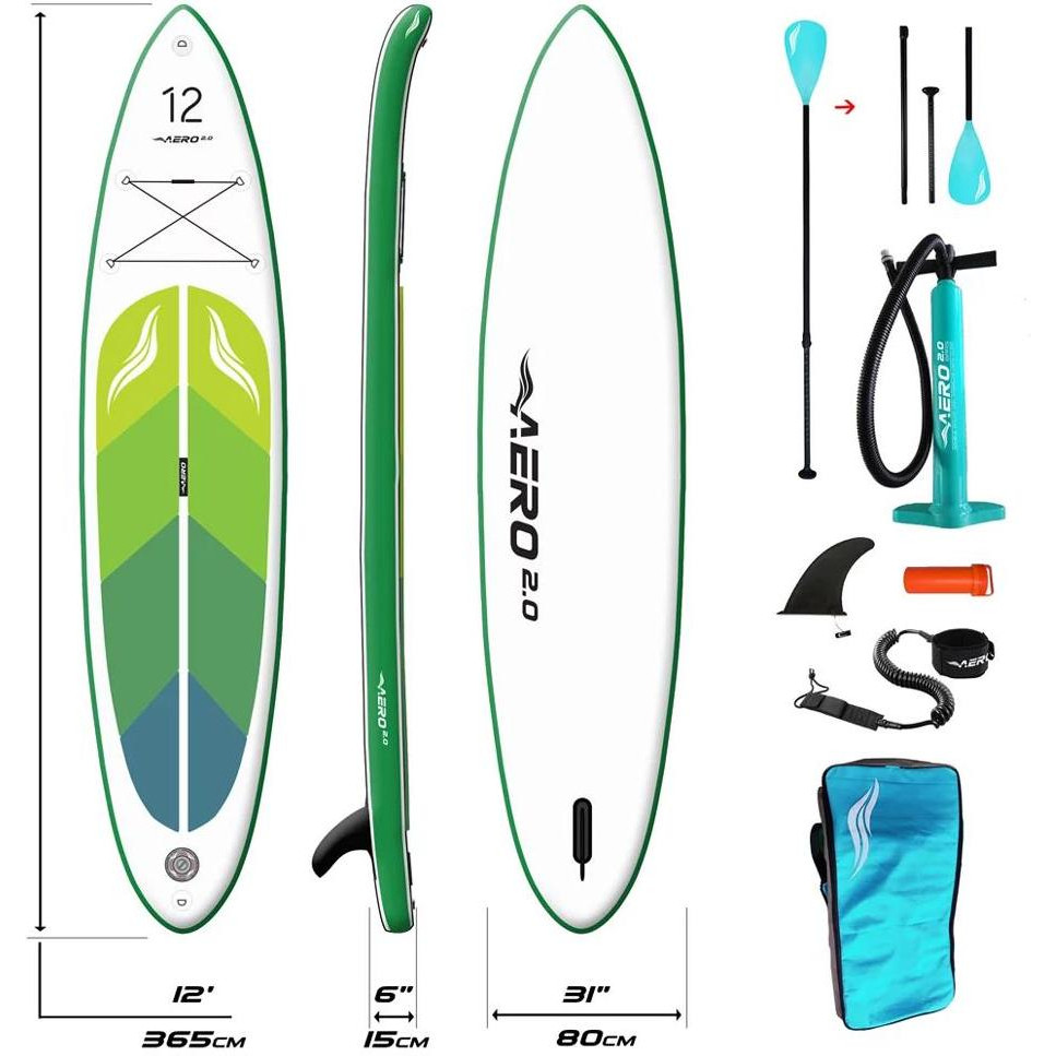 AERO Надувна SUP дошка  Board 2.0 (365х15х80см) 12&apos; Green Leaf - зображення 1