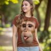 TKT Import Футболка з мавпою бавовняна коричнева Crab-Eating Macaque  330005 XL коричневий - зображення 2