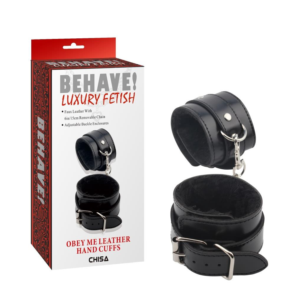 Chisa Novelties CH85552 Наручники Chisa Behave Luxury Fetish OBEY ME LEATHER HAND CUFFS (CH85552) - зображення 1