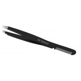   Lussoni Косой пинцет с гребнем для бровей  Slant Tweezers With Comb (5903018915951)