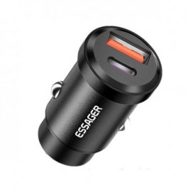   Essager Shangrui Mini Car Charger 30W 1xUSB-A, 1xUSB-C Black (ECCPQ-SR01-P)