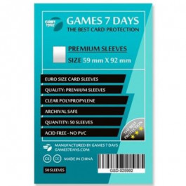   Games7Days Протектори для карт  (59 х 92 мм, Euro, 50 шт.) (PREMIUM) (GSD-025992)