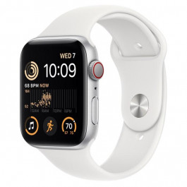   Apple Watch SE 2 GPS + Cellular 40mm Silver Aluminum Case with White Sport Band - M/L (MNTQ3)